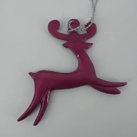 Reindeer Jade Magenta Christmas Tree Ornament Set2 Deers - Picture 5 of 9